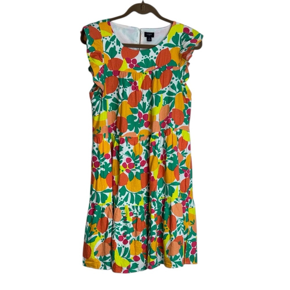 J. Crew Multicolor Floral Dress Babydoll Ruffled Size 8 Tropical Vacation